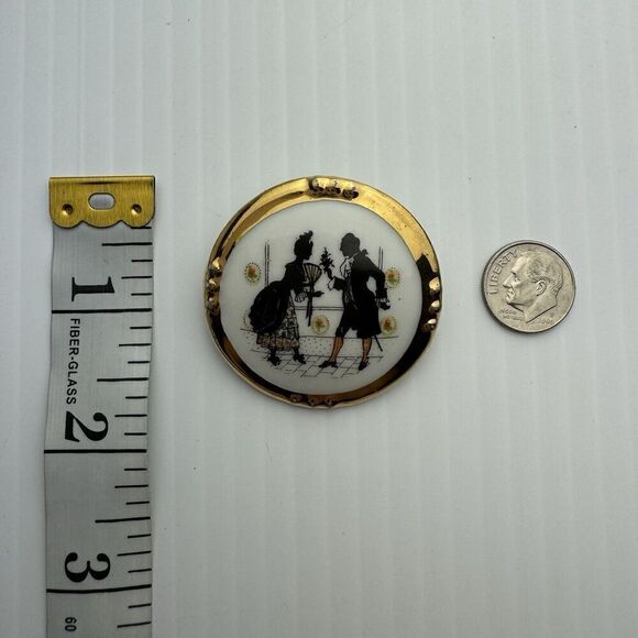 Vintage Silhouette Dancing Courting Couple Pin Brooch Germany - Picture 6 of 7